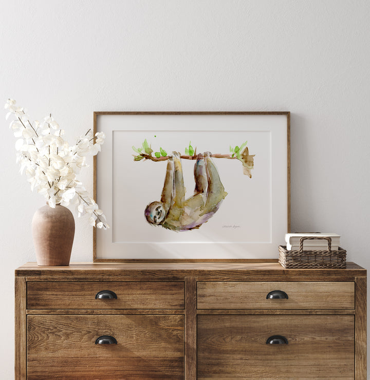 Smiling Sloth watercolor art print