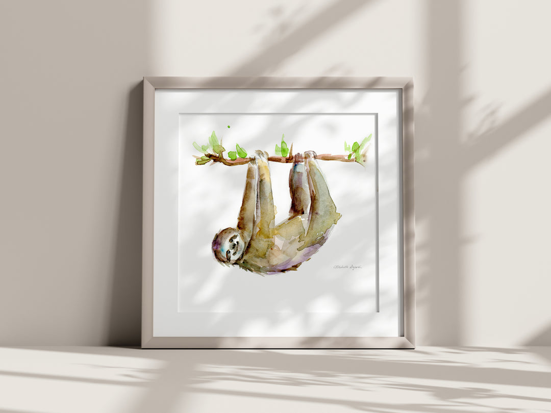 Smiling Sloth watercolor art print