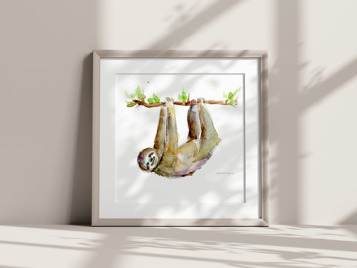 Smiling Sloth watercolor art print