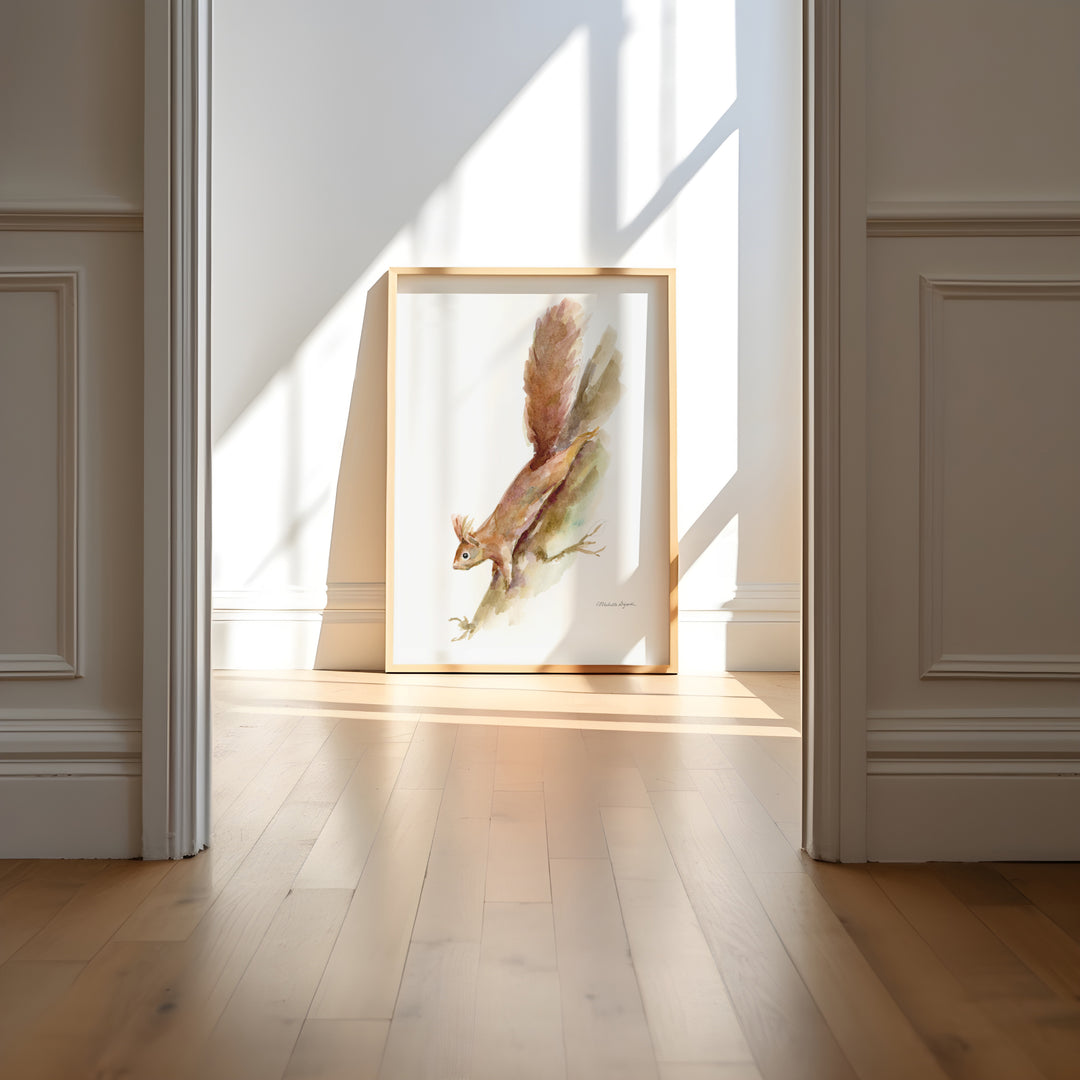 Red squirrel poster in frame by Michelle Dujardin