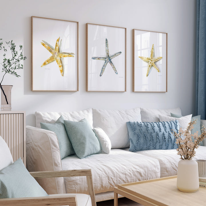Set of 3 Starfish Wall Prints