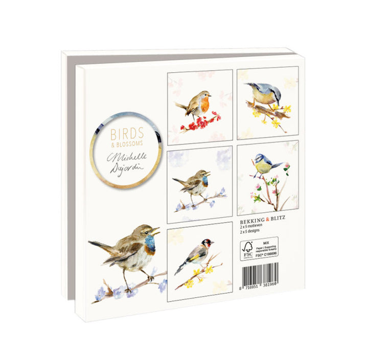 Wenskaarten met verschillende vogelsoorten van Michelle Dujardin