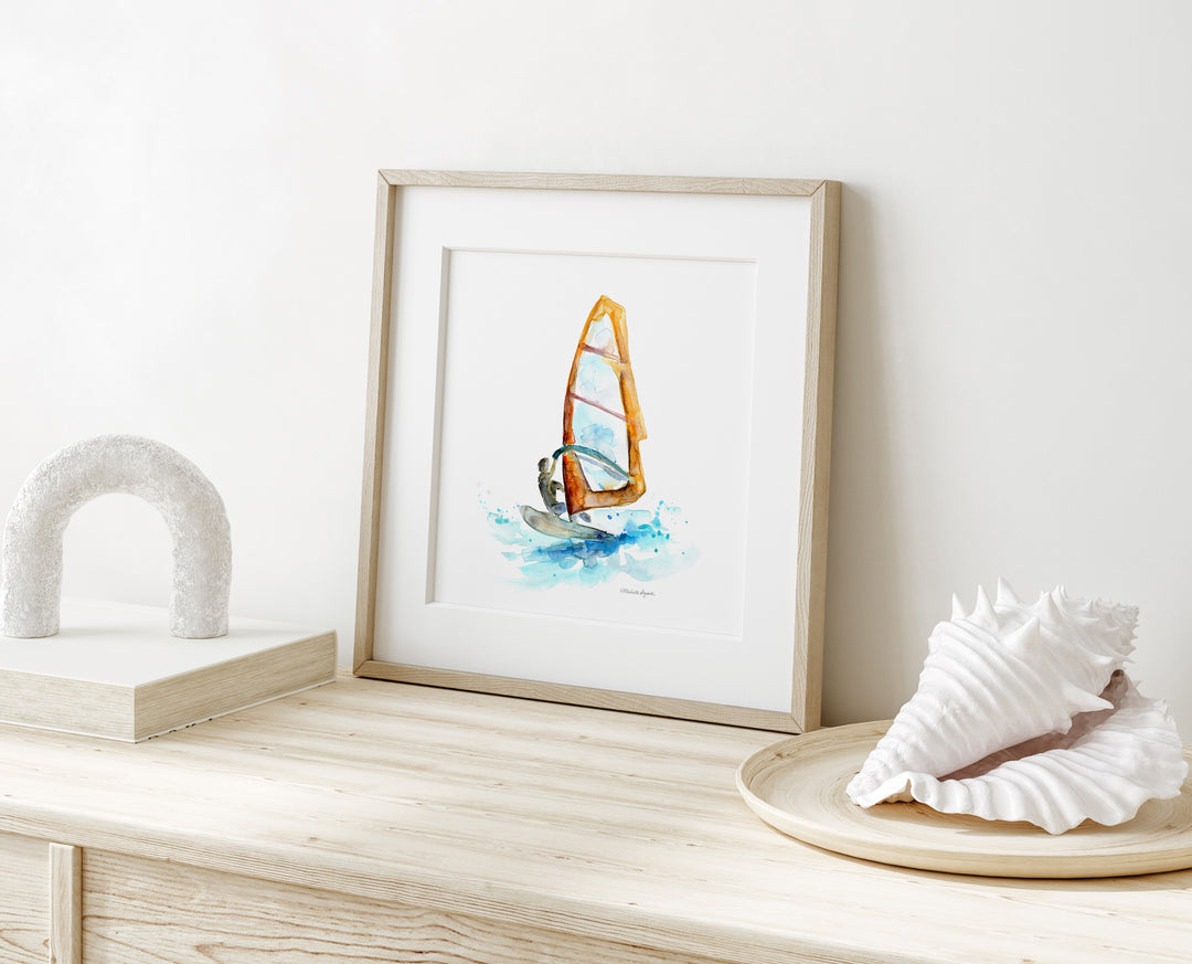 Windsurfer watercolor art print