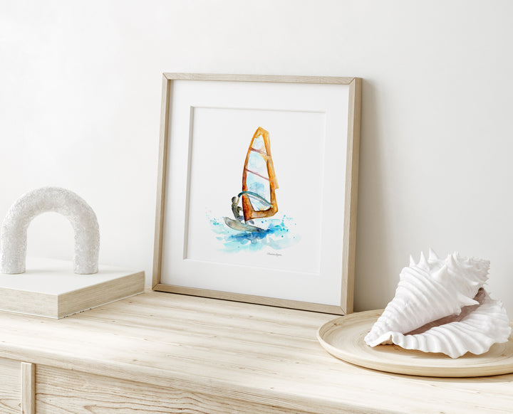 Windsurfer watercolor art print
