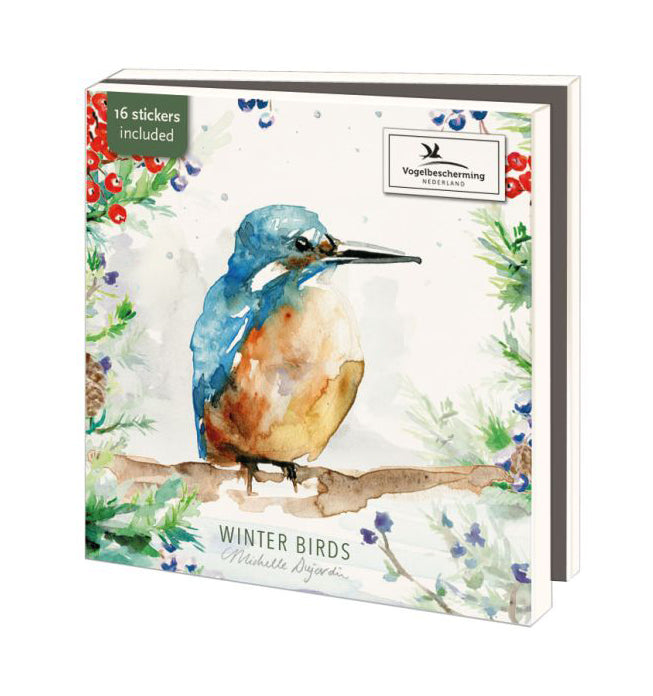 Greeting cards 'Winter Birds' by Michelle Dujardin (2025 release) with kingfisher