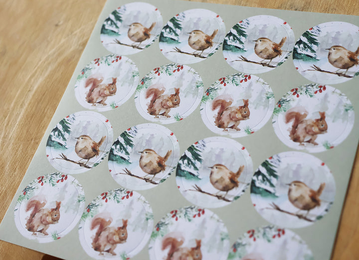 Greeting cards 'Winter Animals' with squirrel (2025) by Michelle Dujardin (natuurmonumenten)