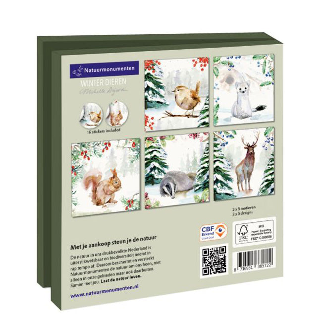Greeting cards 'Winter Animals' with squirrel (2025) by Michelle Dujardin (natuurmonumenten)