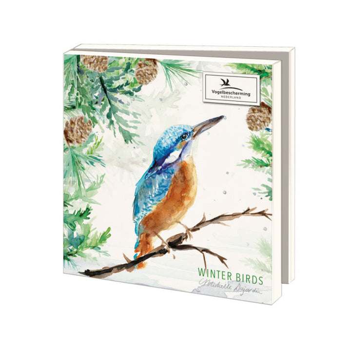 Greeting cards 'Winter Birds' by Michelle Dujardin (2024 release) with kingfisher