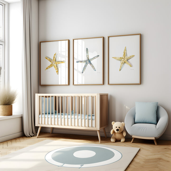 Set of 3 Starfish Wall Prints