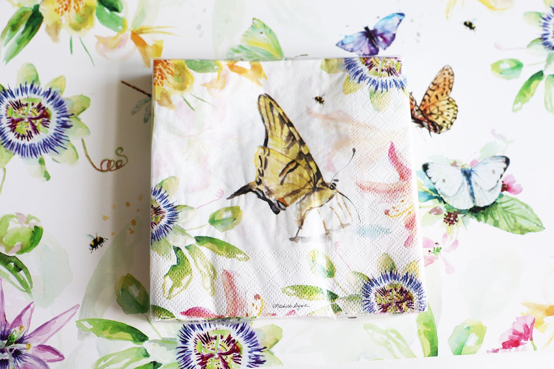 Butterfly napkins on matching placemat by Michelle Dujardin