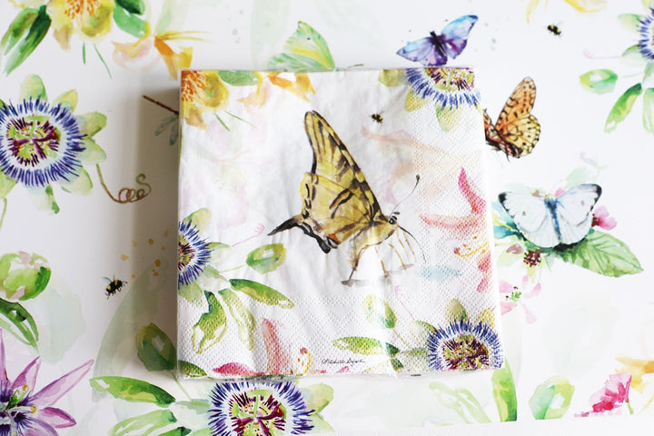 Butterfly napkins on matching placemat by Michelle Dujardin