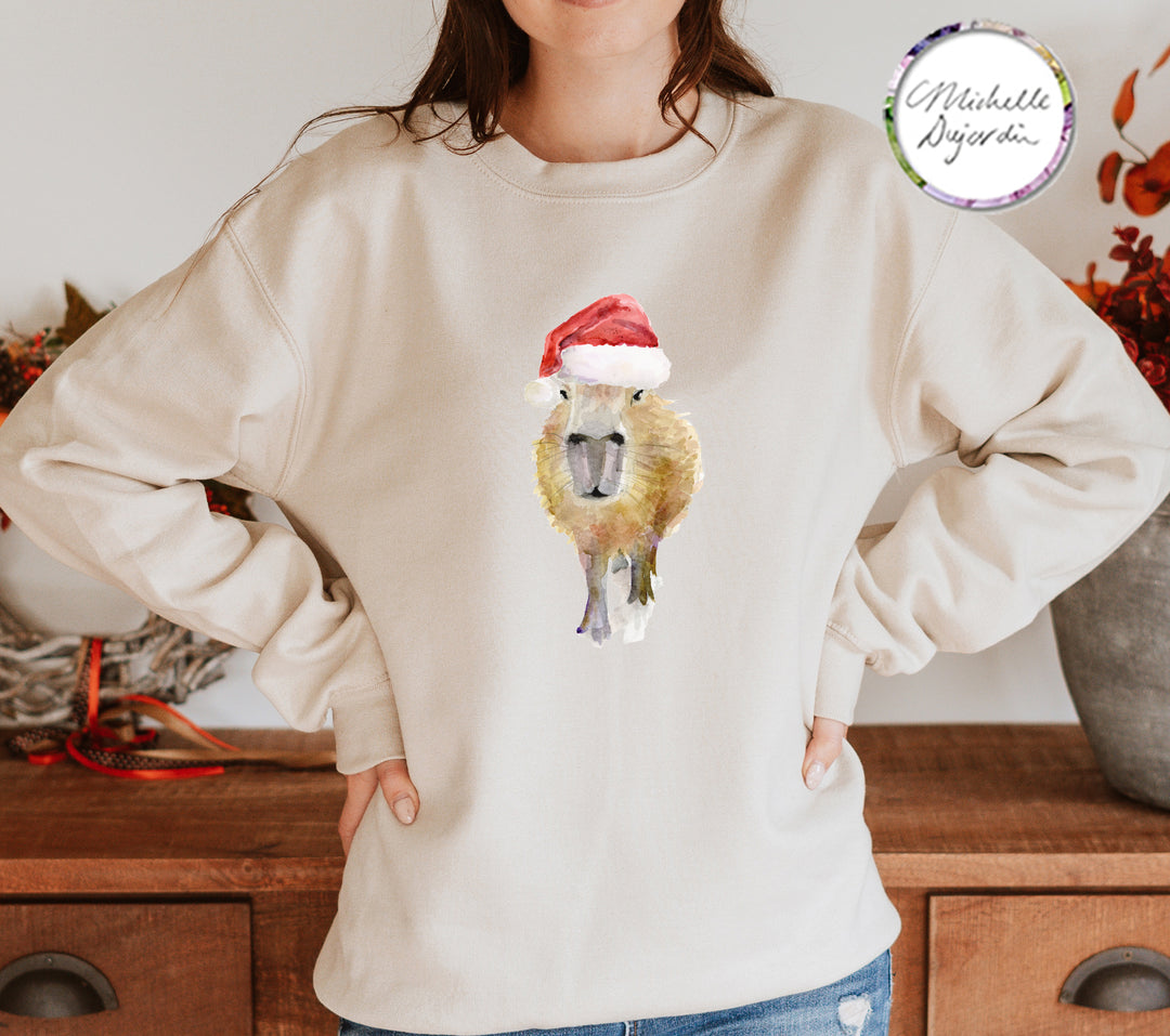 Capybara op kerstrui in zandkleur