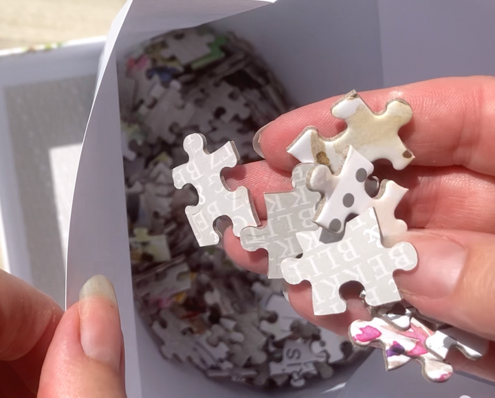 Close up jigsaw puzzle pieces Michelle Dujardin