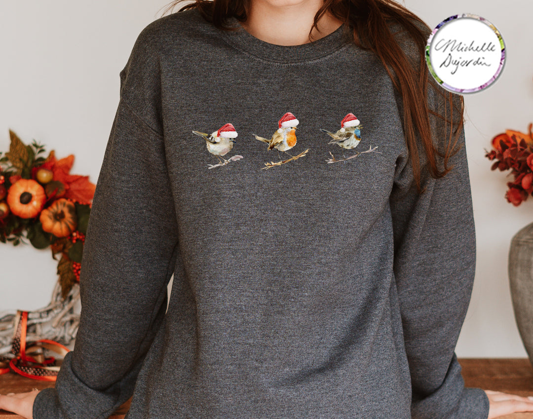 Grijze sweater met 3 kleine vogels van Michelle Dujardin