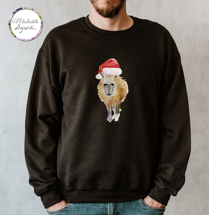 Zwarte trui met capybara met kerstmuts van michelle Dujardin