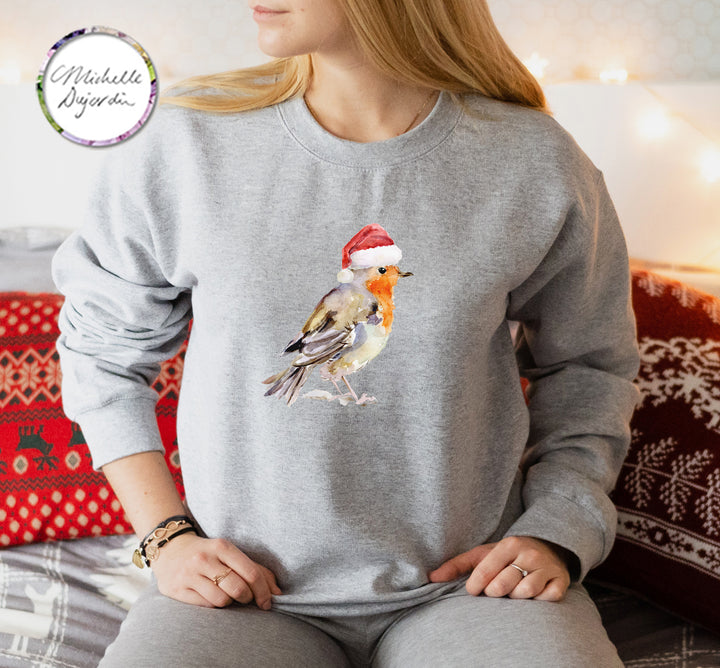 Cozy bird sweater with robinillustration by Michelle Dujardin