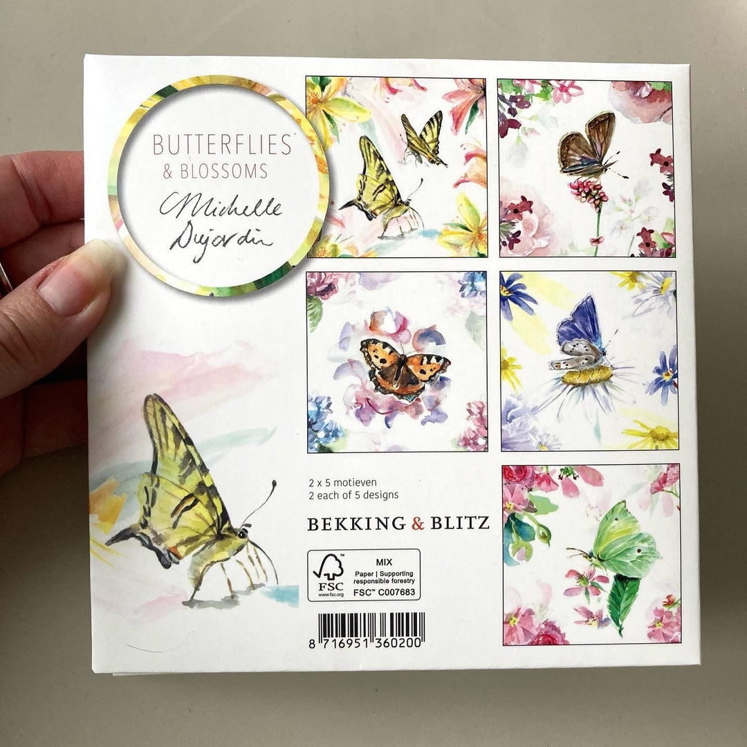 Set met 5 verschillende vlinder illustraties van Michelle Dujardin