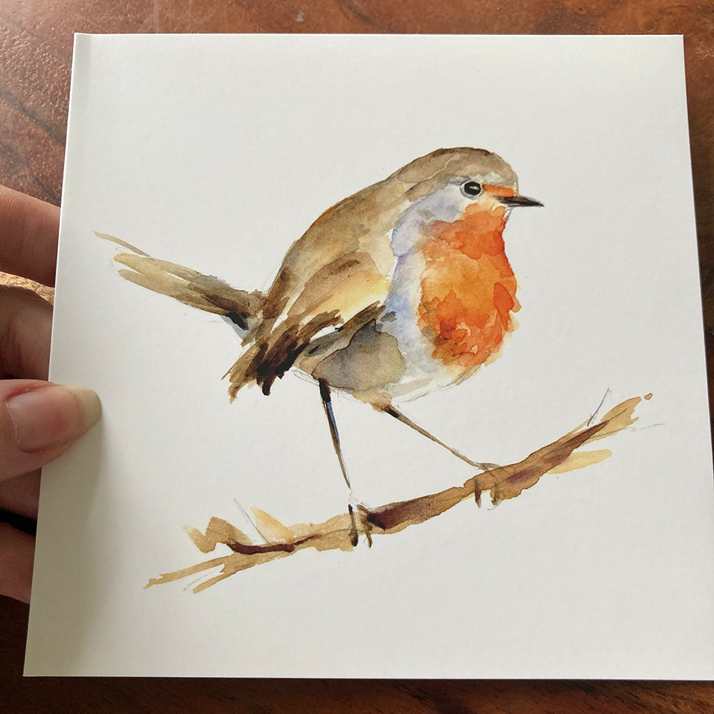 Blanco wenskaart met roodborstje van Michelle Dujardin