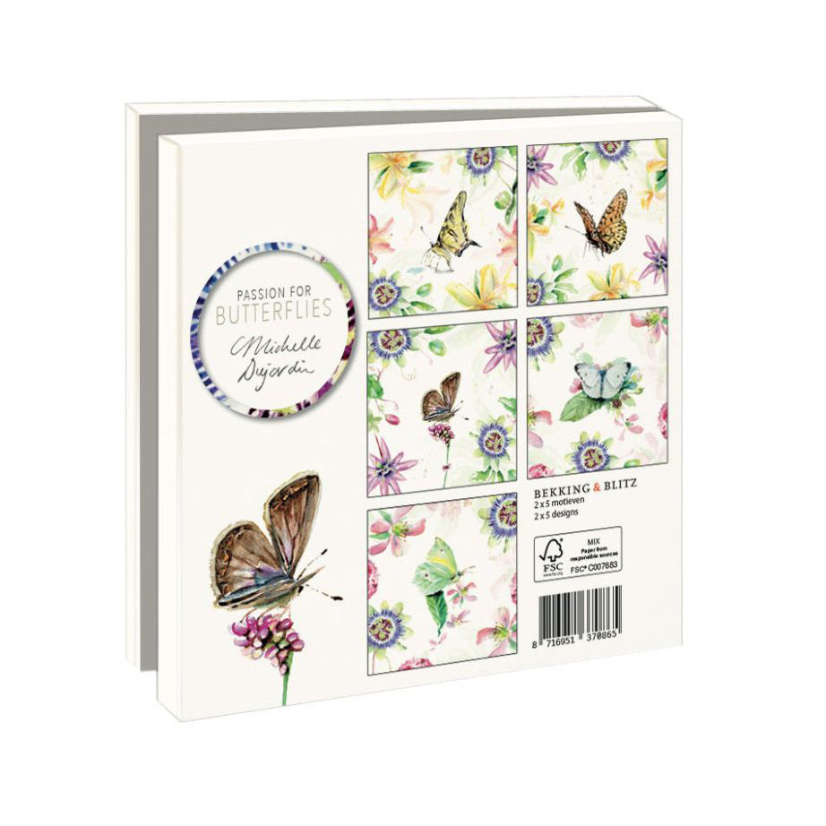 Set vlinder wenskaarten met 5 vlindersoorten van Michelle Dujardin