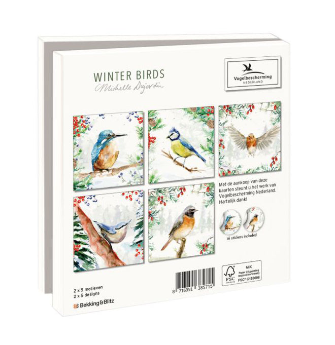 Wenskaarten Wintervogels met ijsvogel (2025) i.s.m Vogelberscherming Nederland