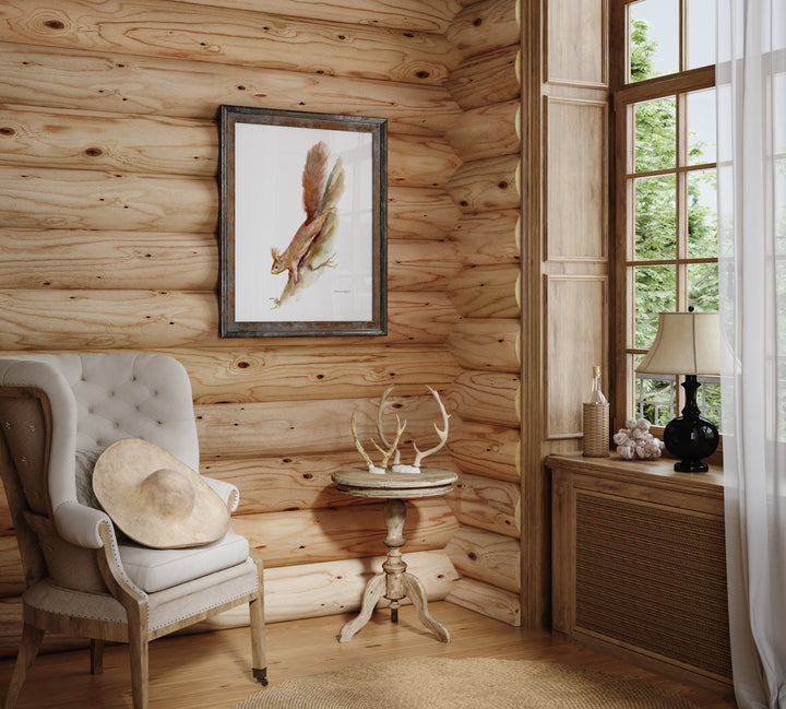 Forrest cabin wall decoration of a squirrel 