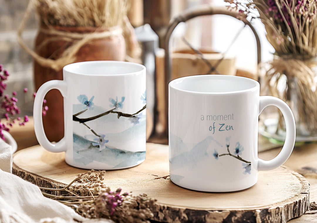 Blauw grijze bergen mok 'Moment of Zen'
