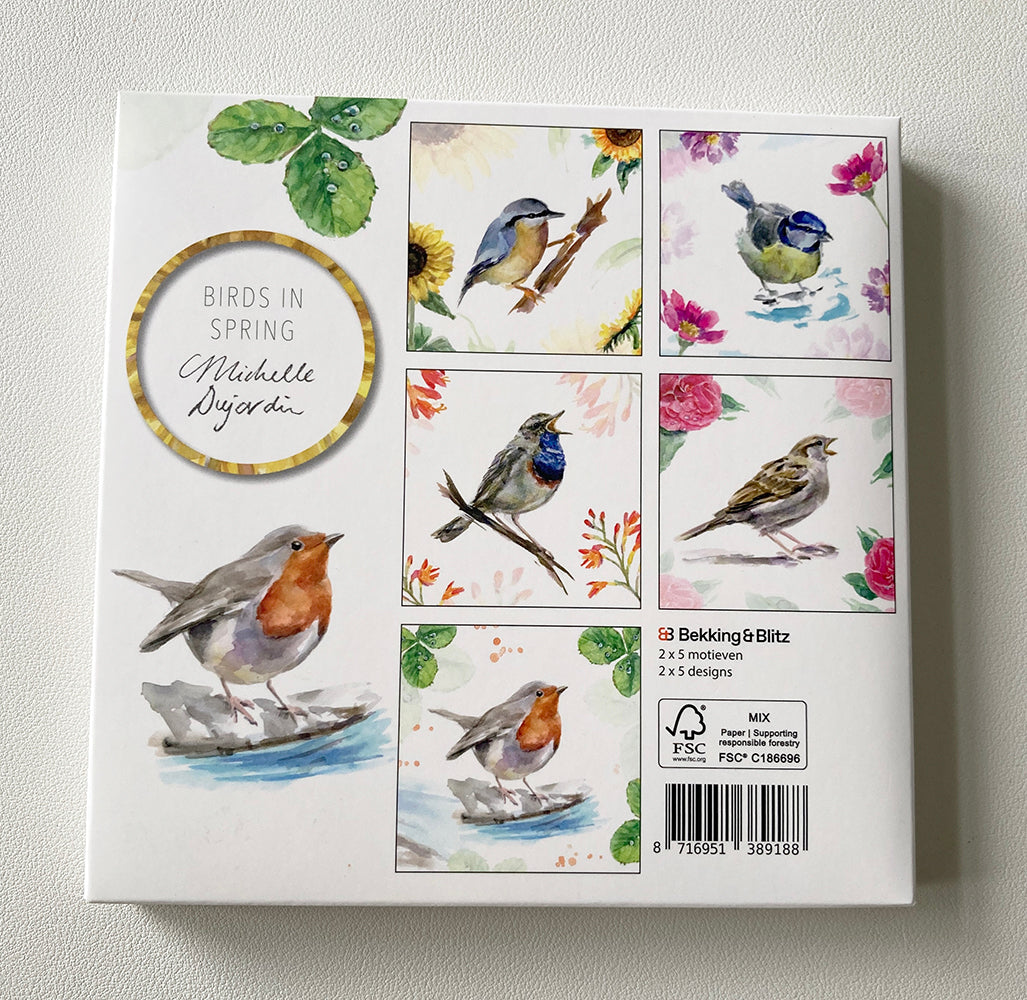 'Birds in spring' wenskaarten set van Michelle Dujardin