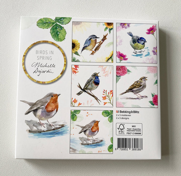 'Birds in spring' wenskaarten set van Michelle Dujardin