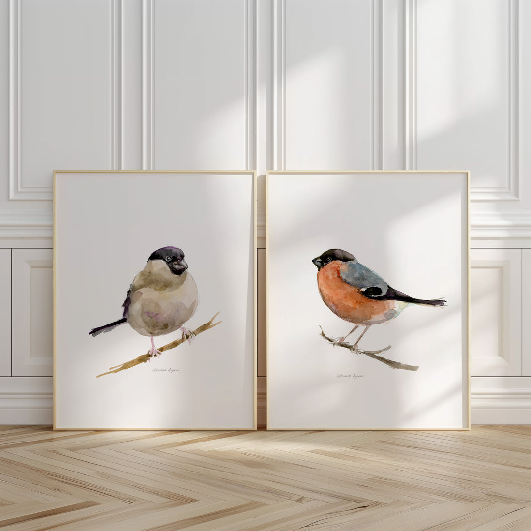 Goudvink Aquarel Kunstprints – Set van 2