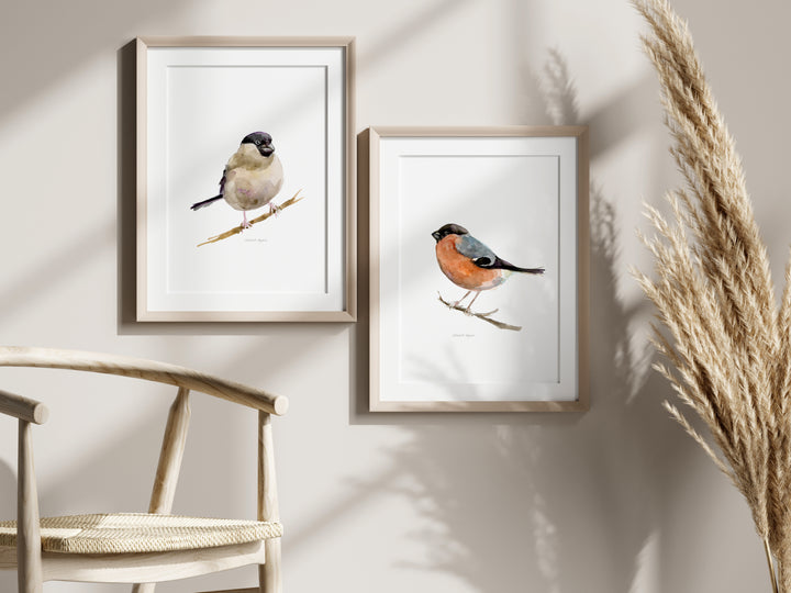 Goudvink Aquarel Kunstprints – Set van 2