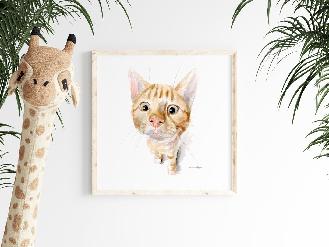 Ginger Kitten Fine Art Print – Orange Cat Watercolor