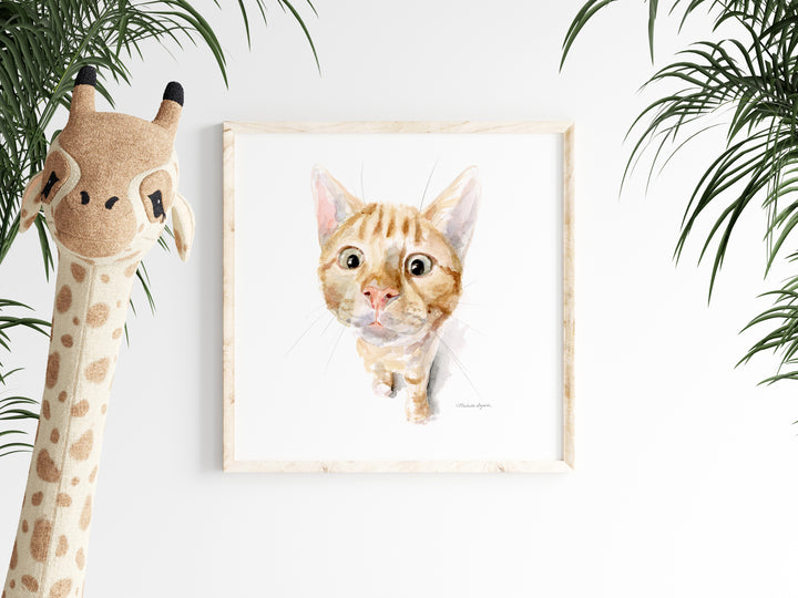 Ginger Kitten Fine Art Print – Orange Cat Watercolor