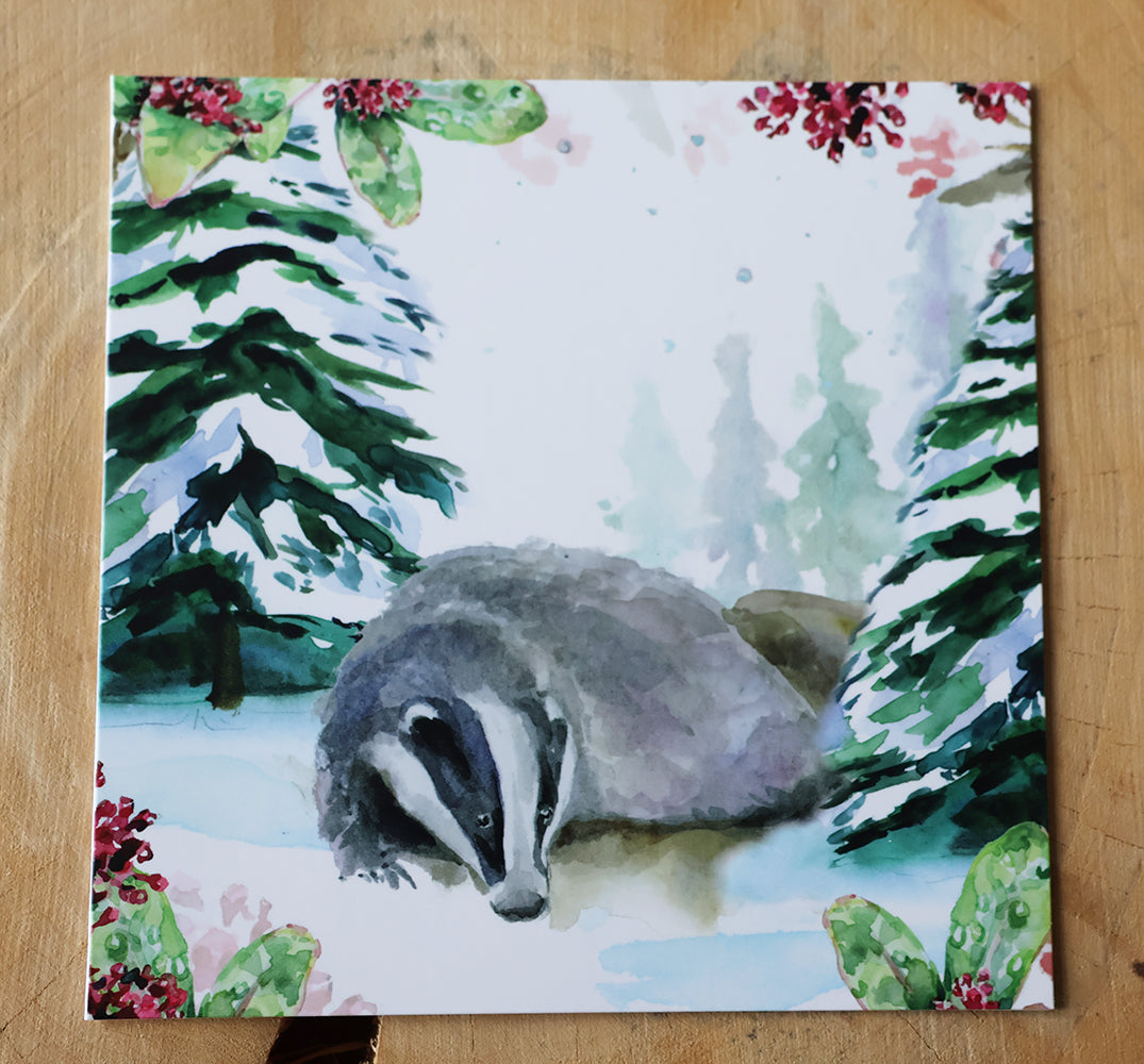 Wenskaarten 'Winterdieren' met eekhoorn (2025, ism natuurmonumenten) van Michelle Dujardin