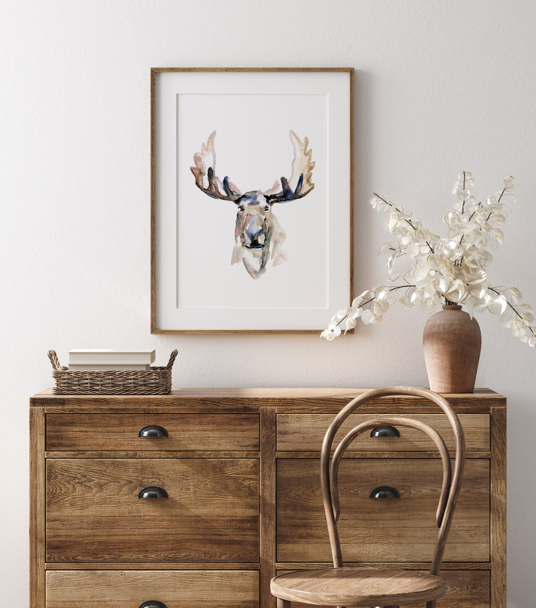 Ingelijste print van een eland aquarel schilderij