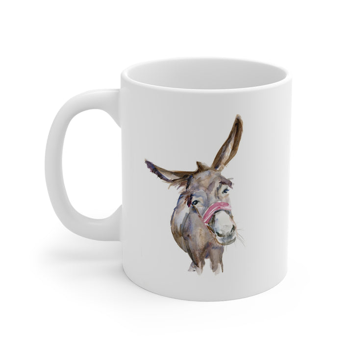 Witte beker met ezel op witte achtergrond