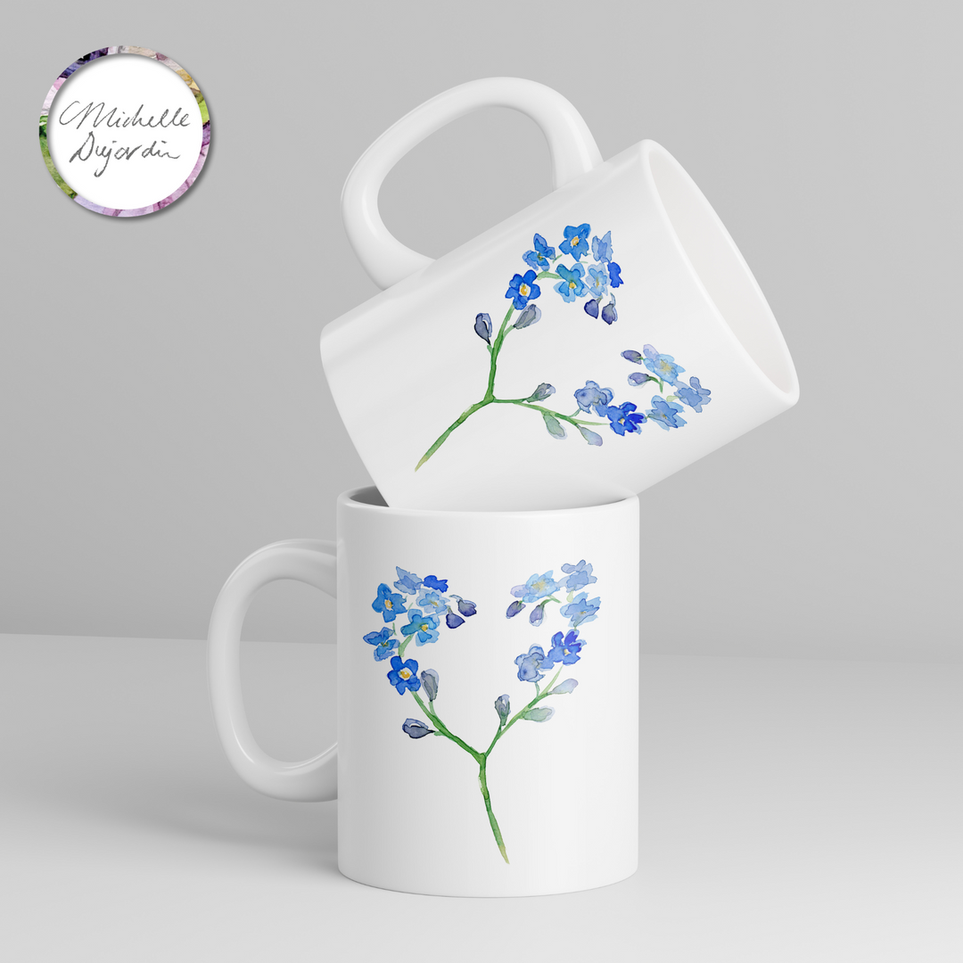 Mok met blauwe Vergeet-me-nietjes Hart