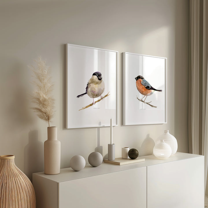 Goudvink Aquarel Kunstprints – Set van 2