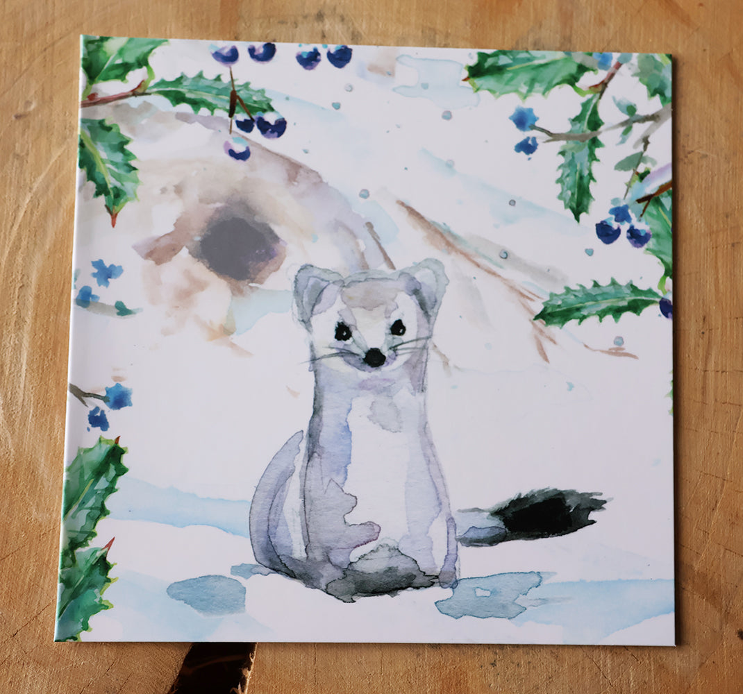 Wenskaarten 'Winterdieren' met eekhoorn (2025, ism natuurmonumenten) van Michelle Dujardin