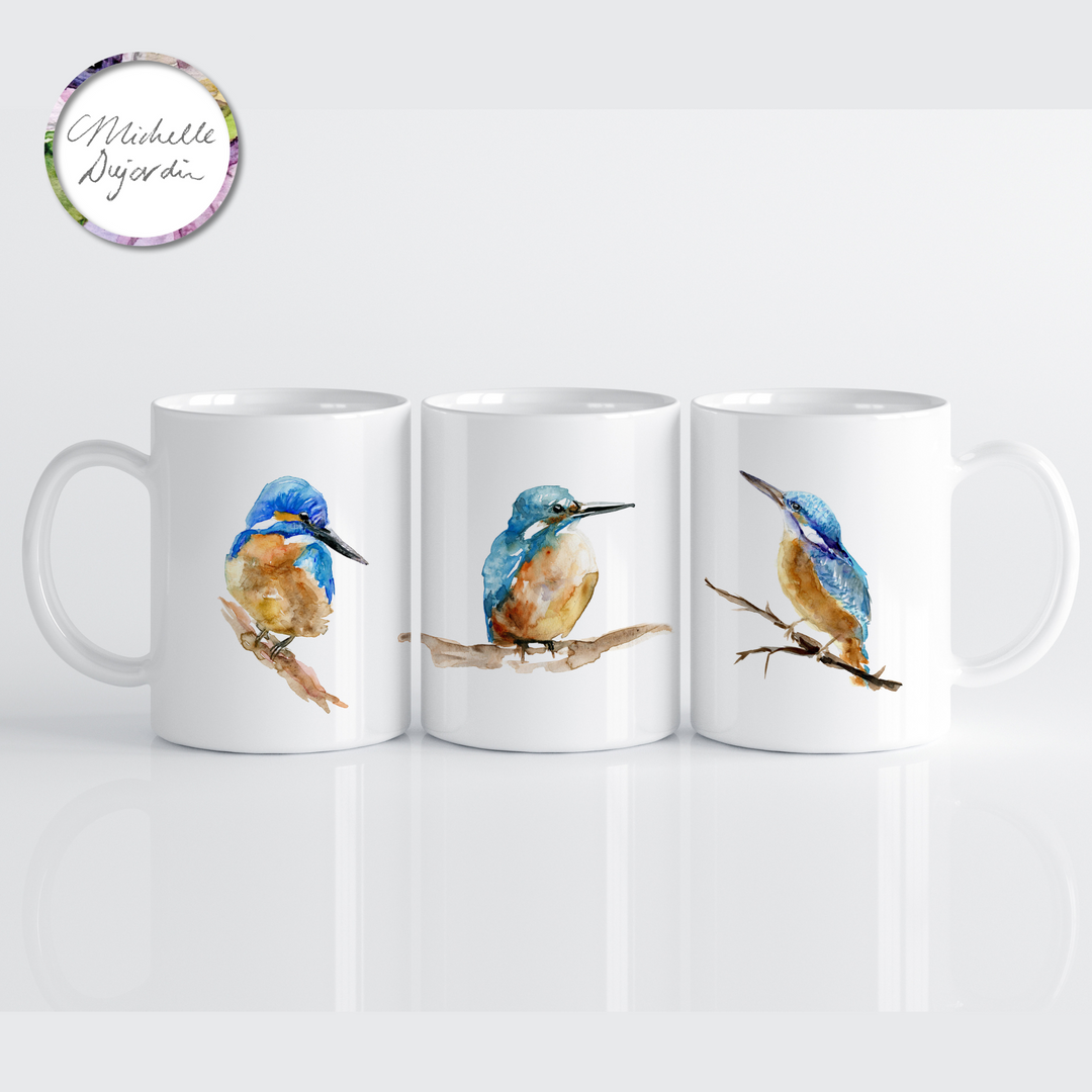 Beker met ijsvogel aquarellen van Michelle Dujardin