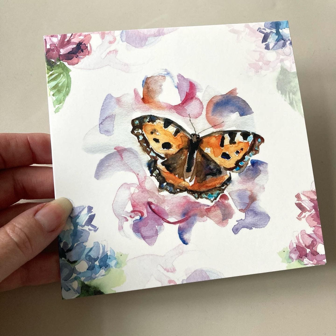 kunstkaart met oranje vlinder van Michelle Dujardin