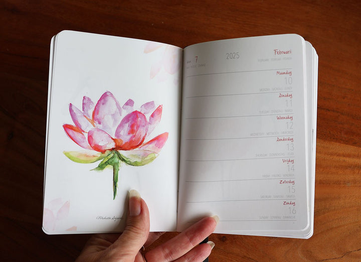 Mini Diary 2025 with Bird and flower illustrations by Michelle Dujardin