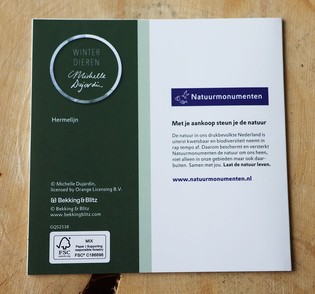 Wenskaarten 'Winterdieren' met eekhoorn (2025, ism natuurmonumenten) van Michelle Dujardin