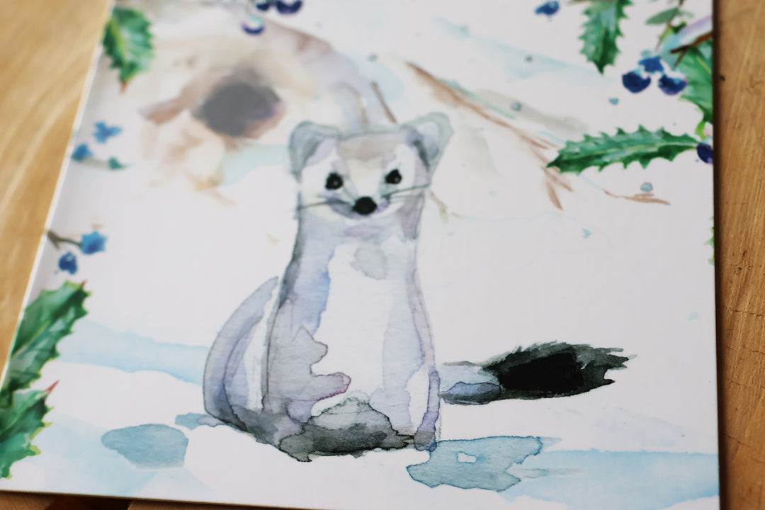 Wenskaarten 'Winterdieren' met eekhoorn (2025, ism natuurmonumenten) van Michelle Dujardin