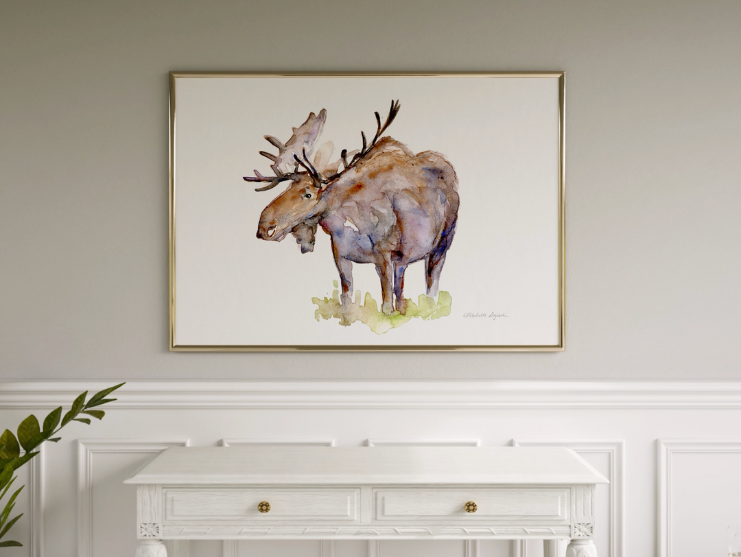 Moose in the Grass Print