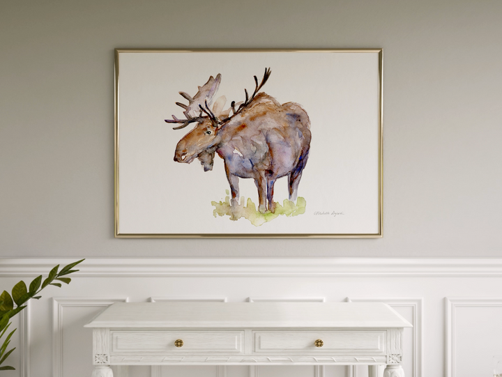 Moose in the Grass Print