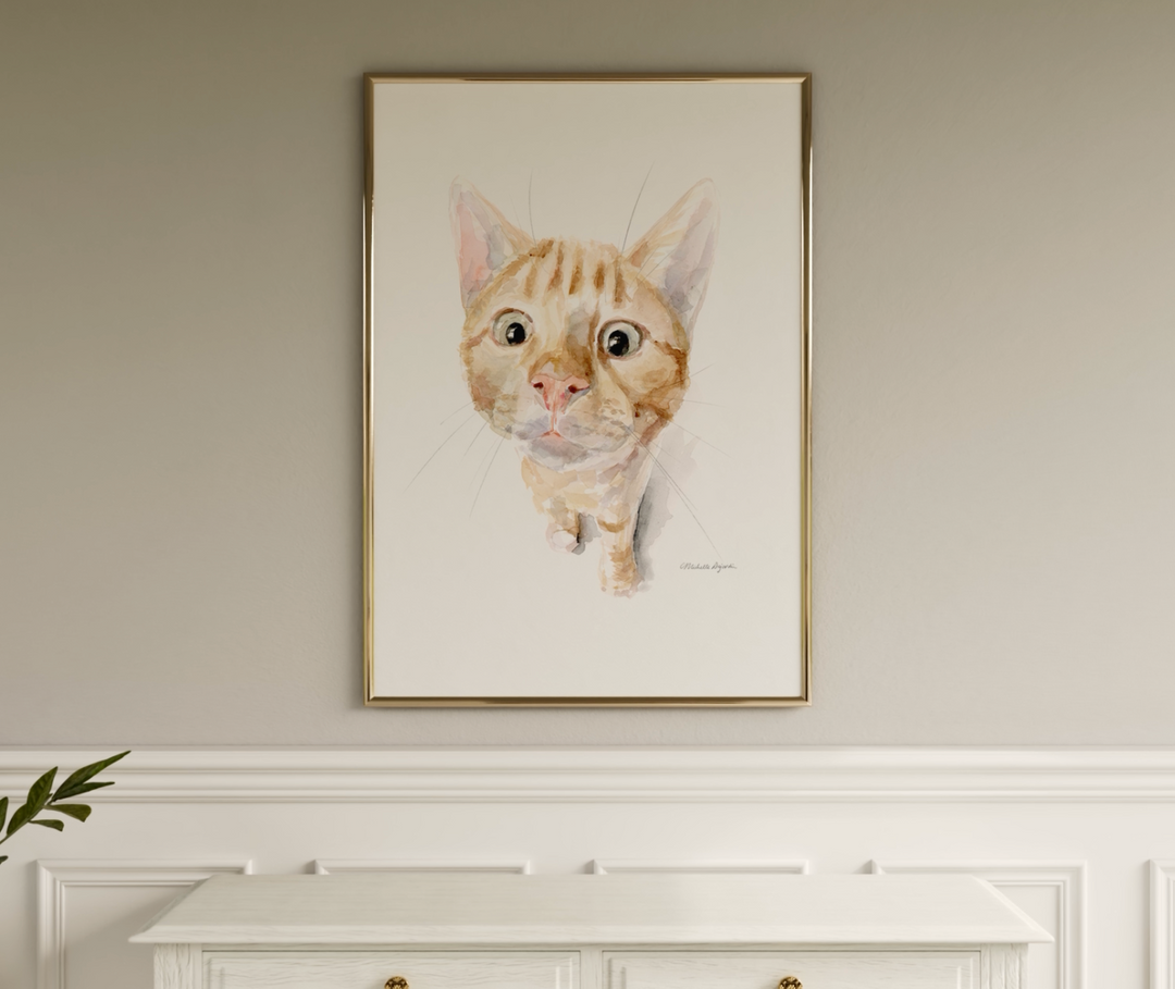 Ginger Kitten Fine Art Print – Orange Cat Watercolor