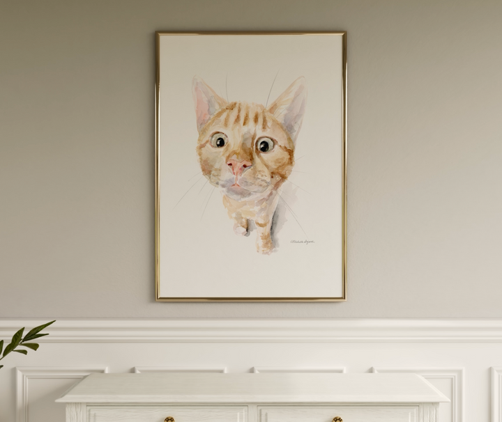 Ginger Kitten Fine Art Print – Orange Cat Watercolor