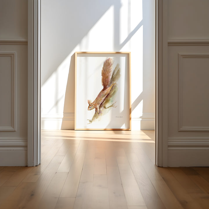 Red squirrel poster in frame by Michelle Dujardin