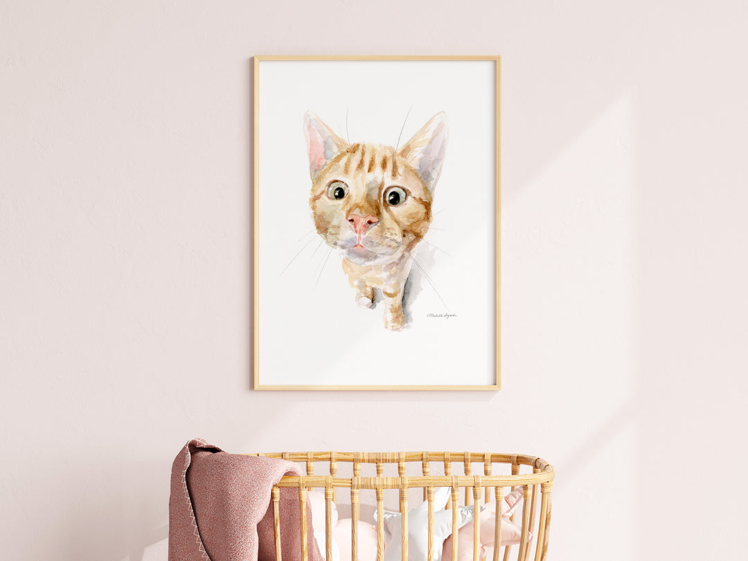 Ginger Kitten Fine Art Print – Orange Cat Watercolor