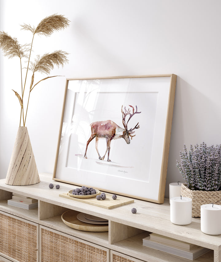 Rendier aquarel print